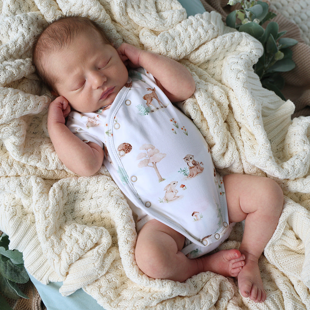 Woodland Tales Short Sleeve Organic Kimono Bodysuit - View 1