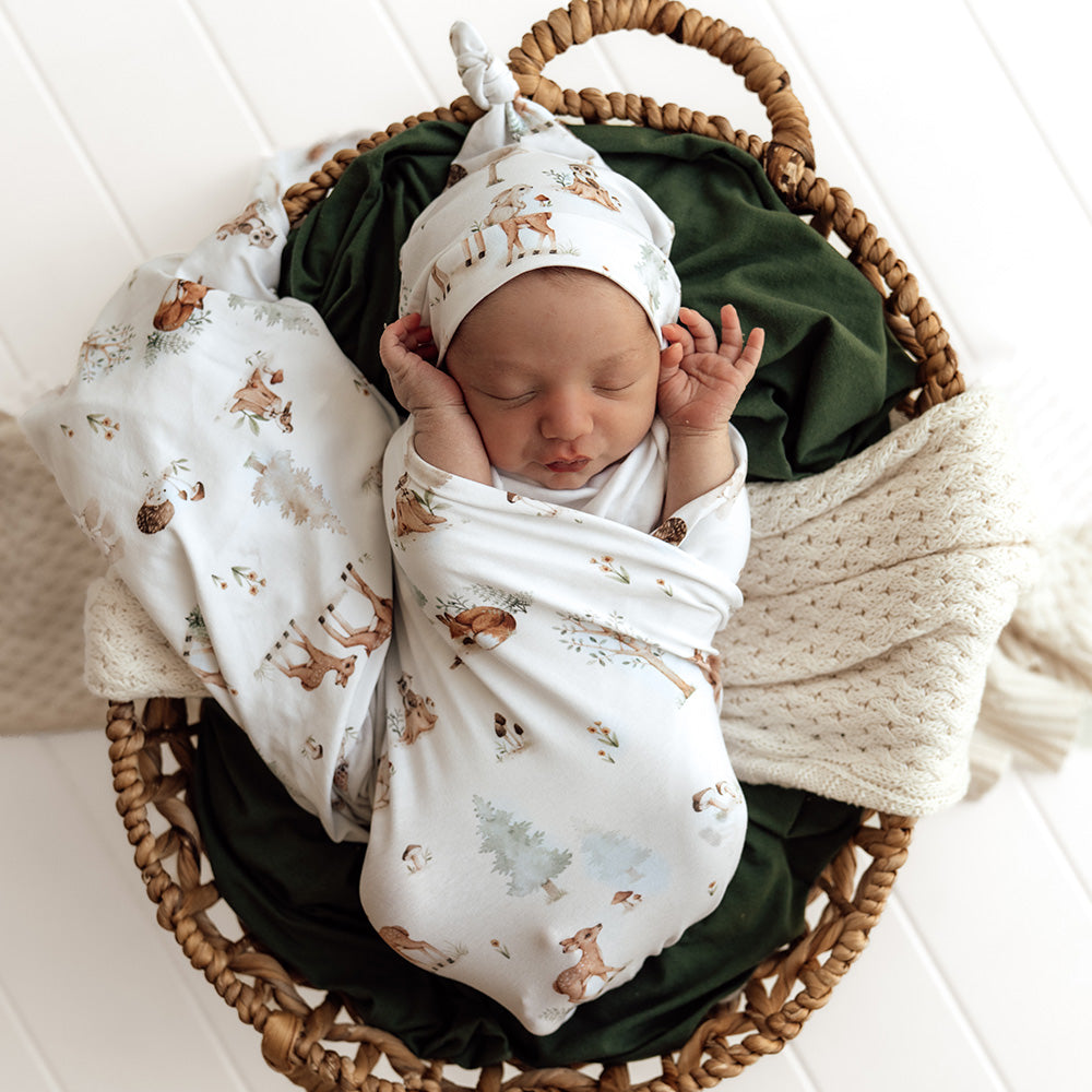 Woodland Tales Organic Jersey Wrap & Beanie Set - View 5