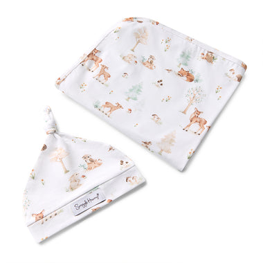 Woodland Tales Organic Jersey Wrap & Beanie Set | Snuggle Hunny