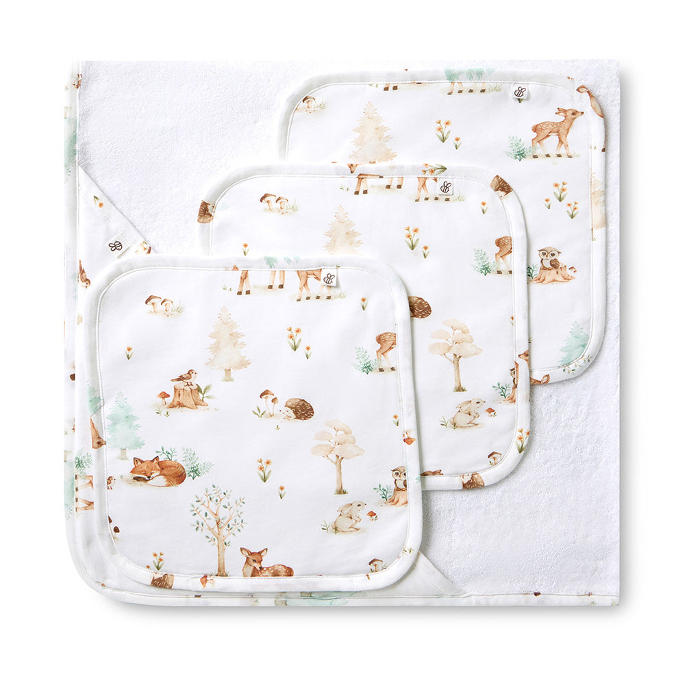 Woodland Tales Organic Baby Towel & Wash Cloth Set - View 1
